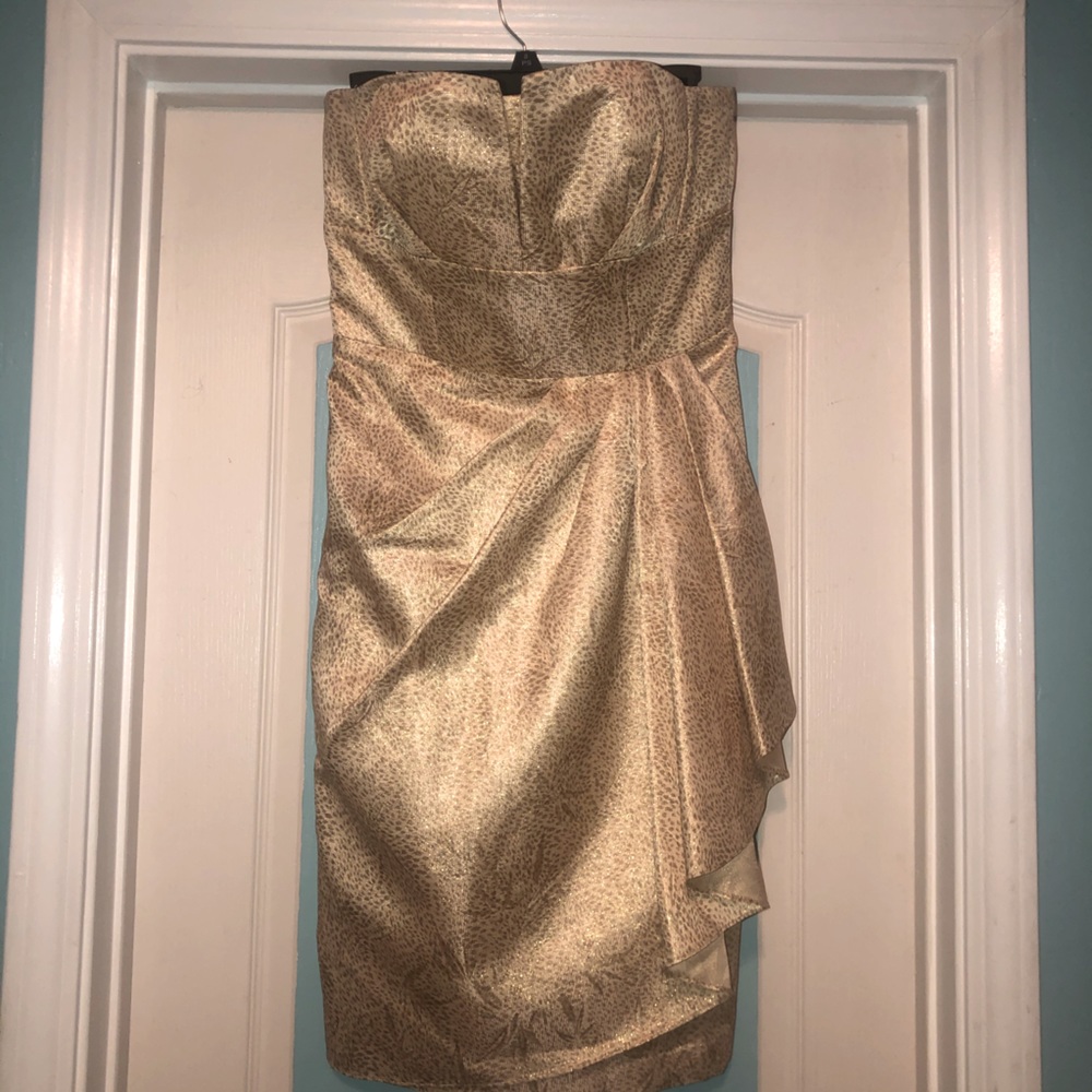 Gold Cheetah Print Prom Dress